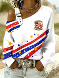 Women’s USA 250th Anniversary Artistic Print Off-Shoulder Sweatshirt