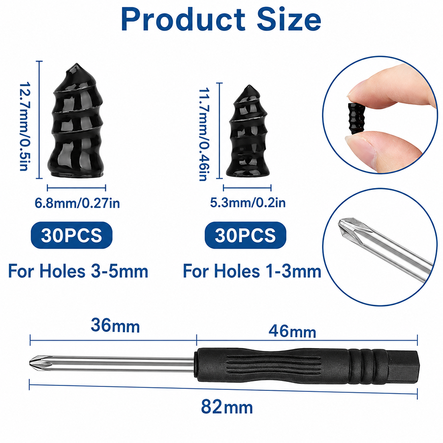 🔥  60PCS Self-Sealing Tire Repair Rubber Nails Kit with 2 Sizes