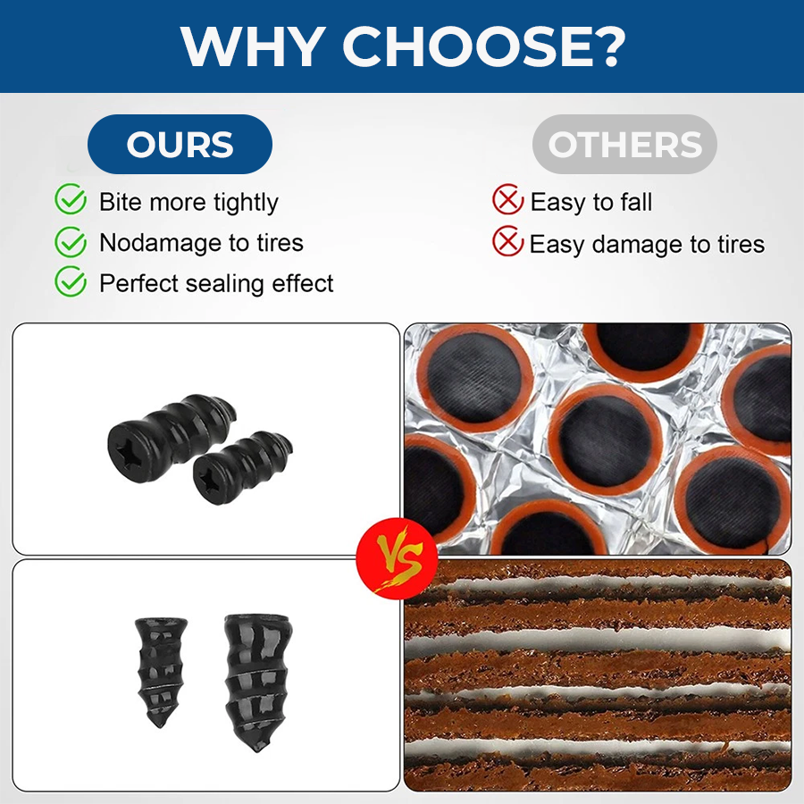 🔥  60PCS Self-Sealing Tire Repair Rubber Nails Kit with 2 Sizes
