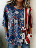 Women's Cotton-Linen Top With 250th Anniversary Botanical Floral Digital Print