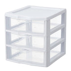 3-Tier Plastic Desktop Drawer Organizer | White Semi-Clear Storage Chest for Desk & Vanity