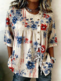 Women's 250th Anniversary Print Half Sleeve Casual Blouse