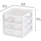 3-Tier Plastic Desktop Drawer Organizer | White Semi-Clear Storage Chest for Desk & Vanity