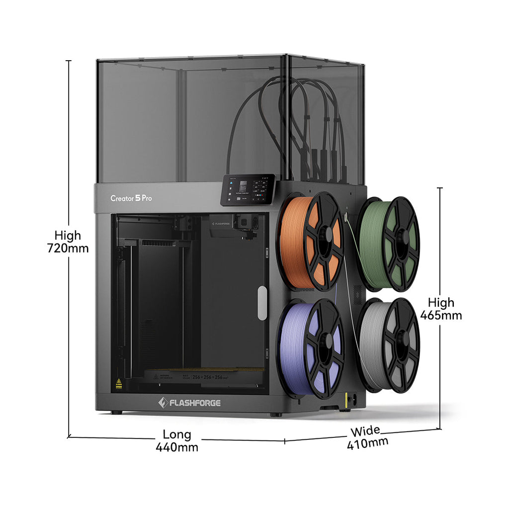 Clearance Sale Flashforge Creator 5 Pro 4-Toolheads Enclosed Multi-Color 3D Printer | 500% Faster, Zero Purge Waste