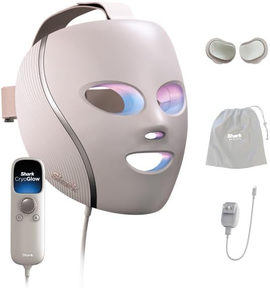 Shark CryoGlow LED Face Mask, Red Light Therapy, Under-Eye Cooling, FW312