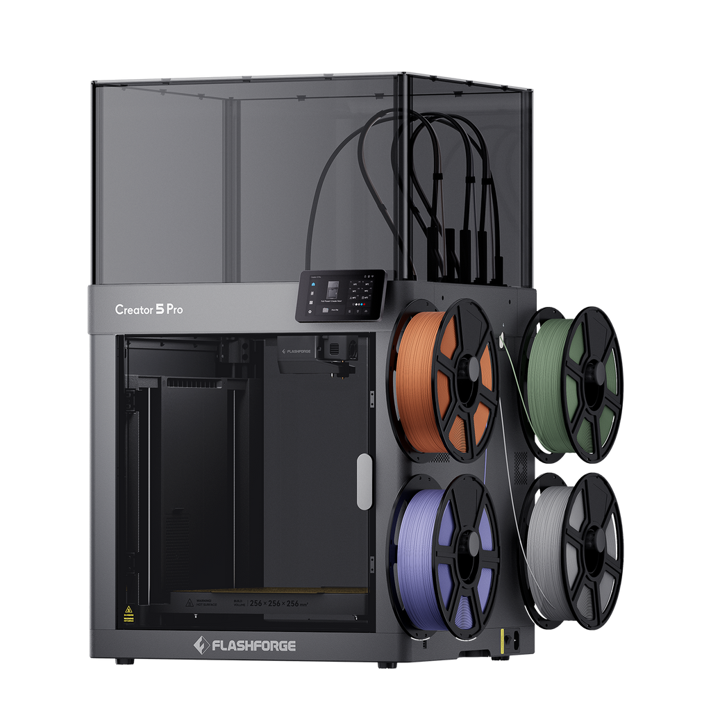 Clearance Sale Flashforge Creator 5 Pro 4-Toolheads Enclosed Multi-Color 3D Printer | 500% Faster, Zero Purge Waste
