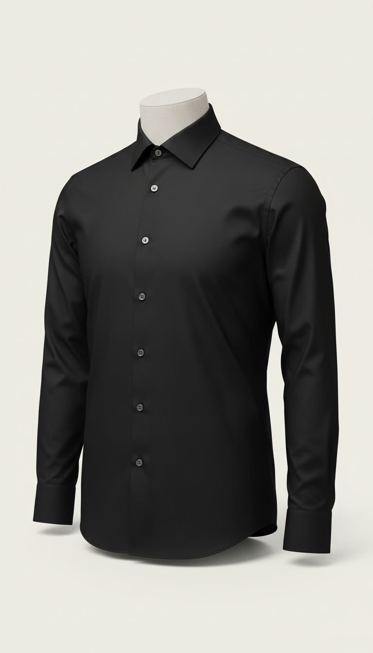 Matte Black Dress Shirt With Pewter Buttons