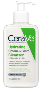 CeraVe Hydrating Cream-to-Foam Facial Cleanser for Dry Skin, 19 oz