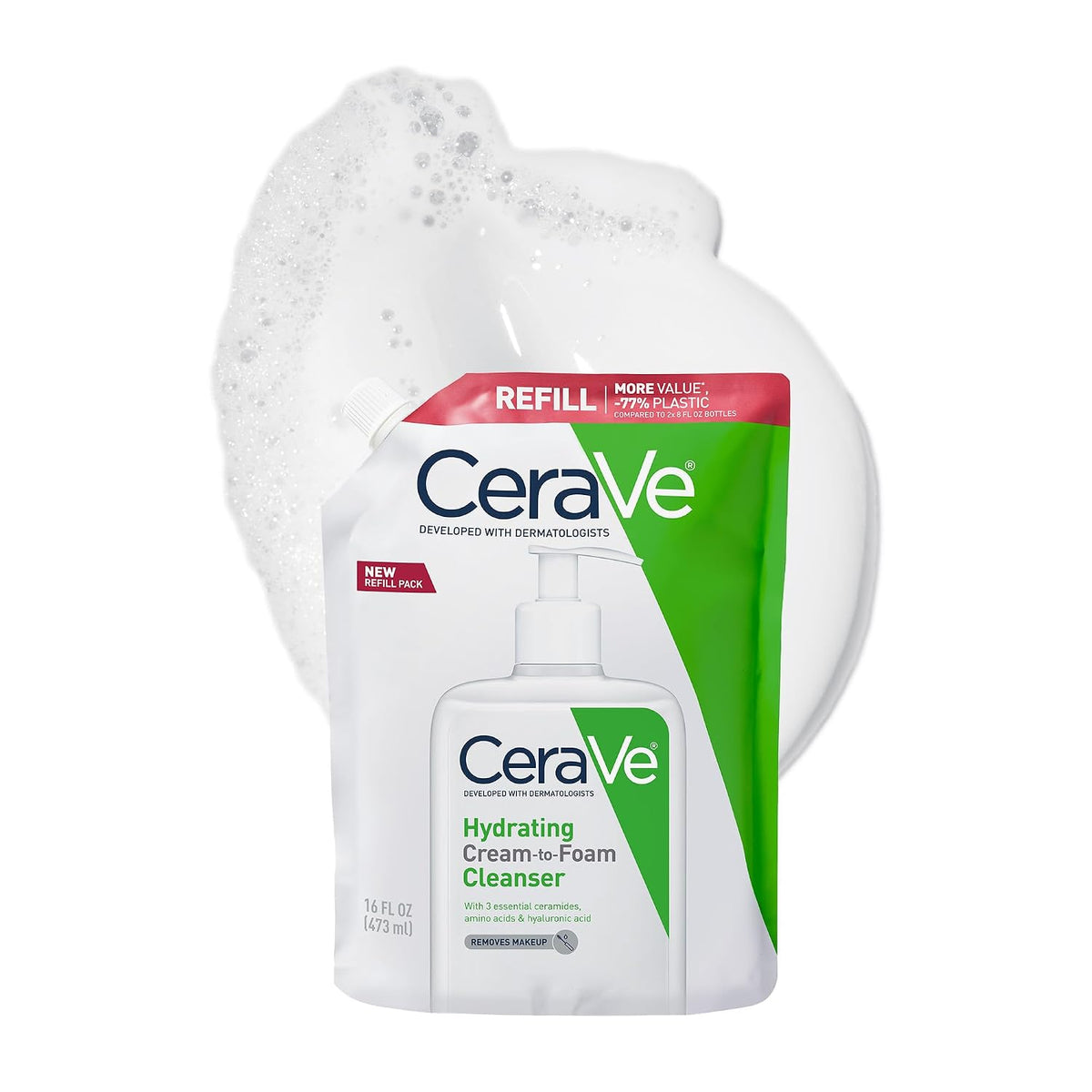 CeraVe Hydrating Cream-to-Foam Facial Cleanser for Dry Skin, 19 oz
