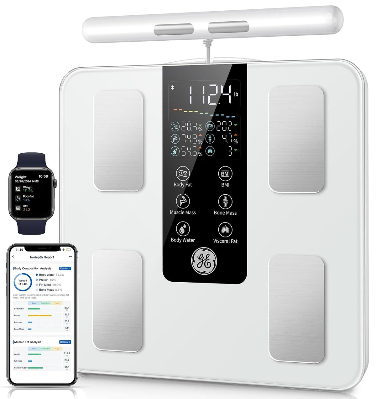 GE Smart Scale for Body Weight: Full Body Composition Analyzer, 50+ Metrics