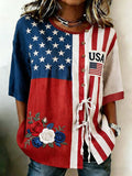 Women's 250th Anniversary Print Half Sleeve Casual Blouse