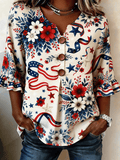 Women's 250th Anniversary Print Half Sleeve Casual Blouse