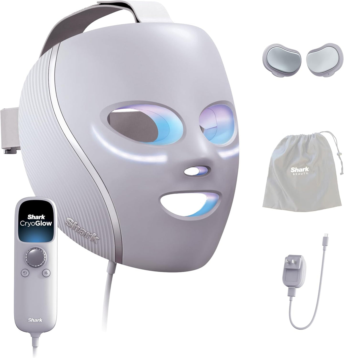 Shark CryoGlow LED Face Mask, Red Light Therapy, Under-Eye Cooling, FW312