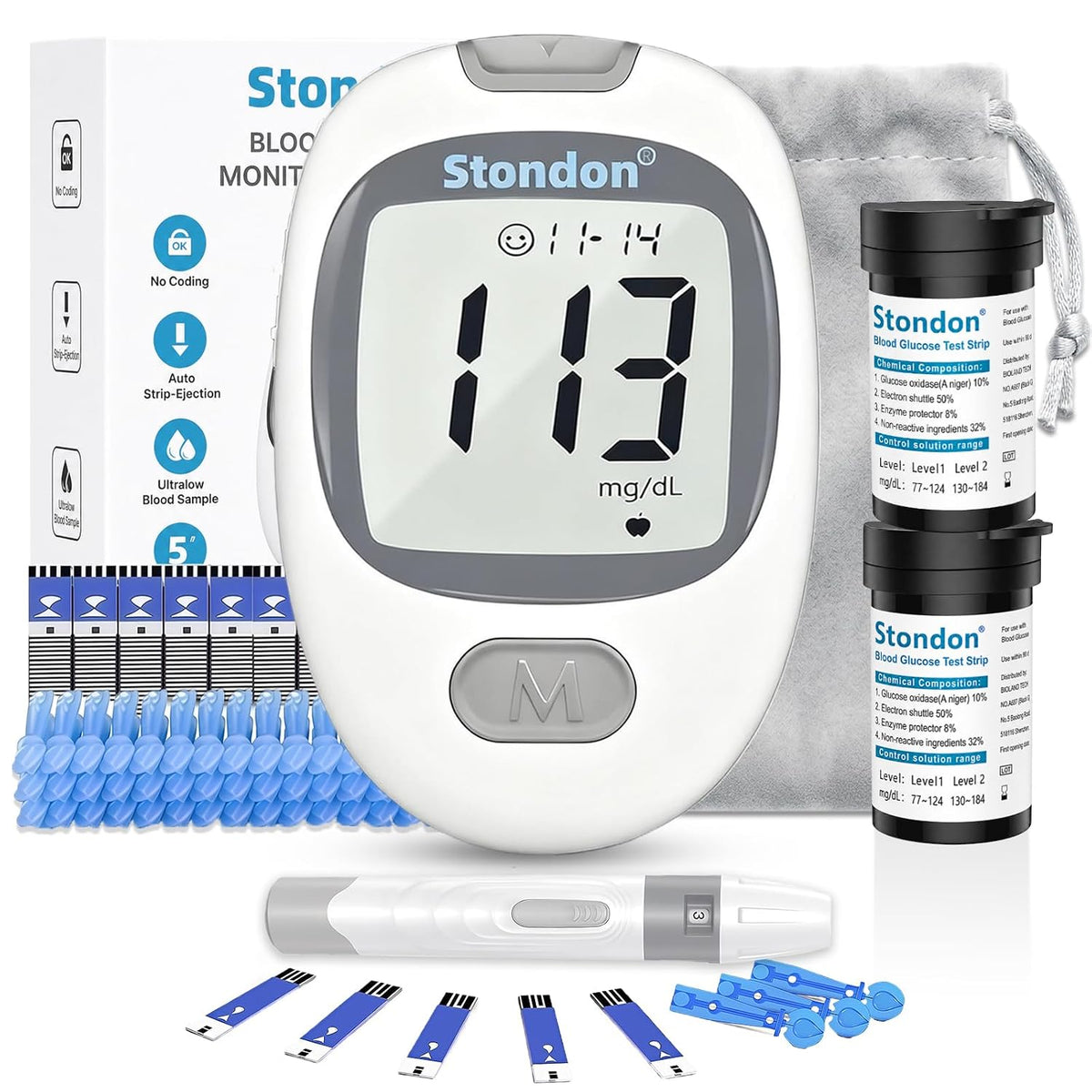 G-430 Blood Glucose Monitor Kit, 50 Strips & Lancets for Diabetes