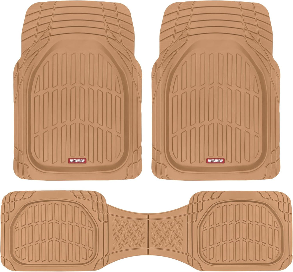 Motor Trend FlexTough Floor Mats for Cars, Burgundy Deep Dish All-Weather Car Mats, Waterproof Trim-To Fit Automotive Cars Trucks SUV, Universal Liner Accessories