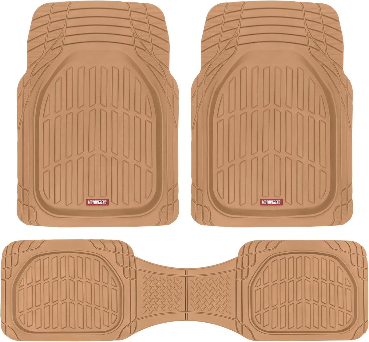 Motor Trend FlexTough Floor Mats for Cars, Burgundy Deep Dish All-Weather Car Mats, Waterproof Trim-To Fit Automotive Cars Trucks SUV, Universal Liner Accessories