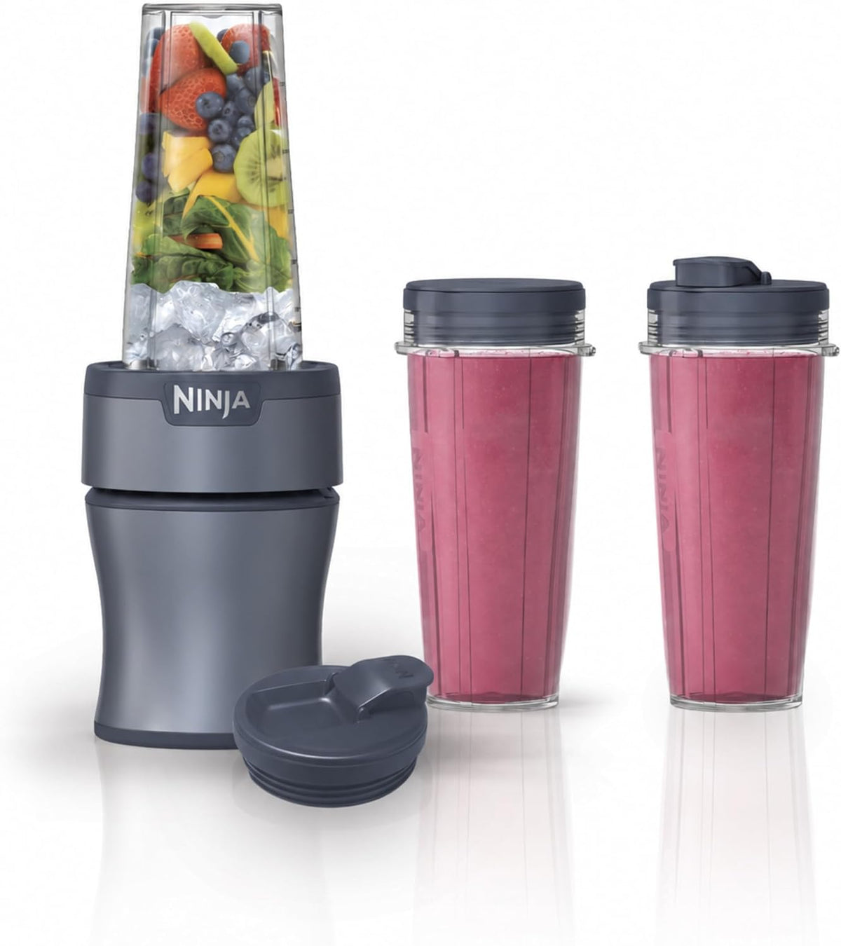 Ninja Nutri-Plus Personal Blender, 900PW, (3) 20oz Cups, Silver, BN301