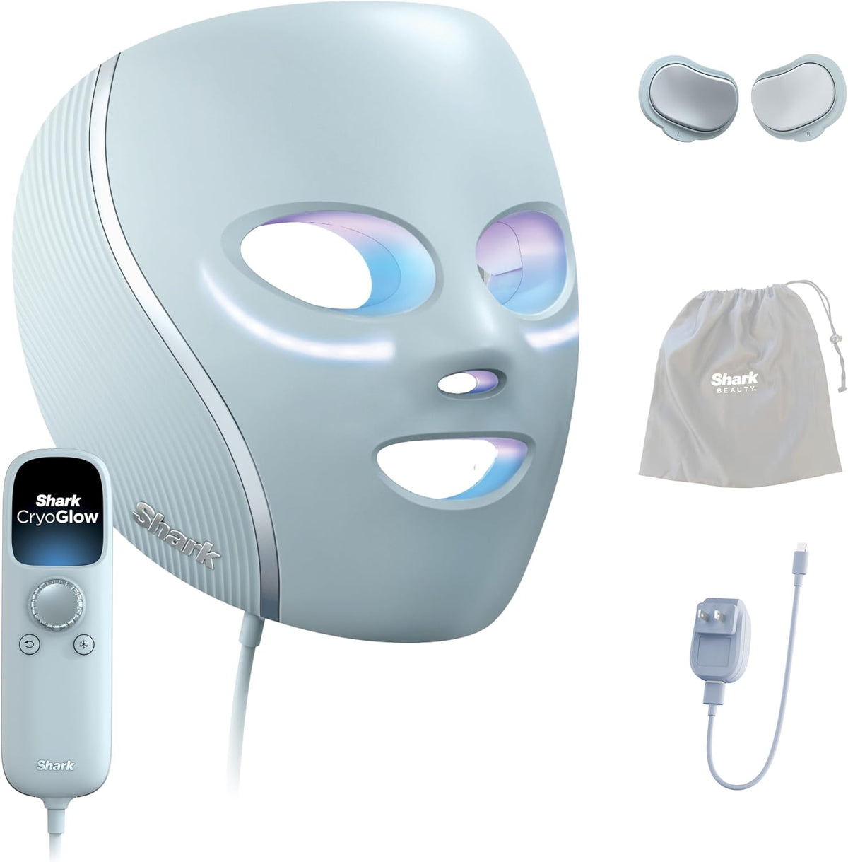 Shark CryoGlow LED Face Mask, Red Light Therapy, Under-Eye Cooling, FW312