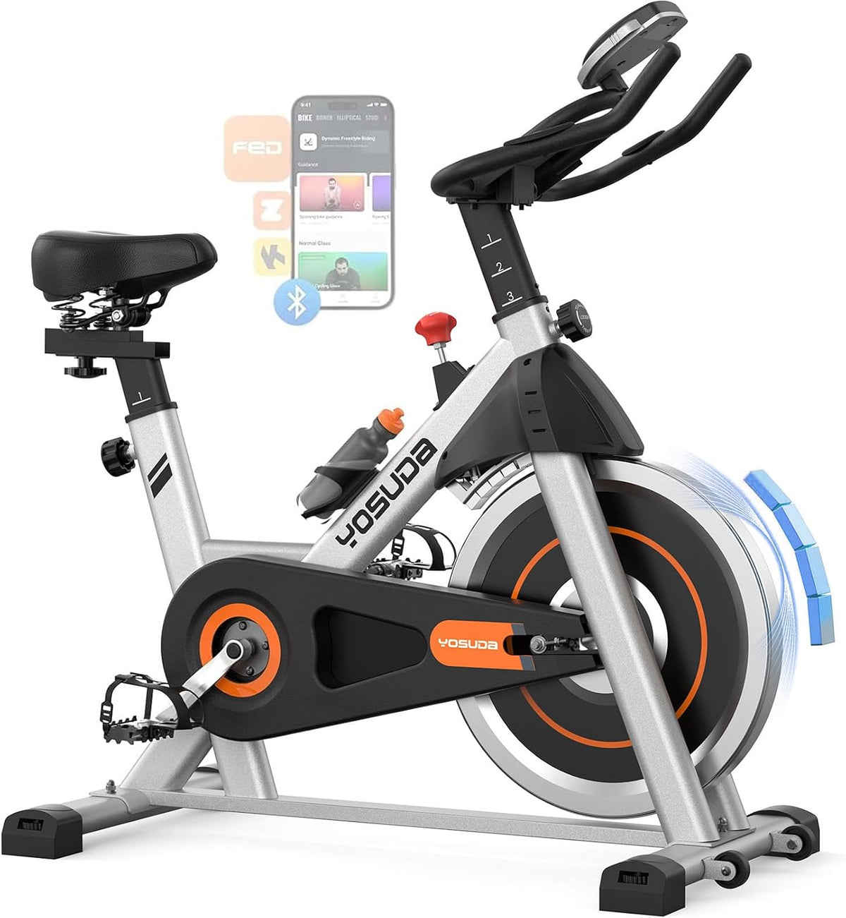 YOSUDA Exercise Bike, Magnetic Friction Stationary Bike with App Training