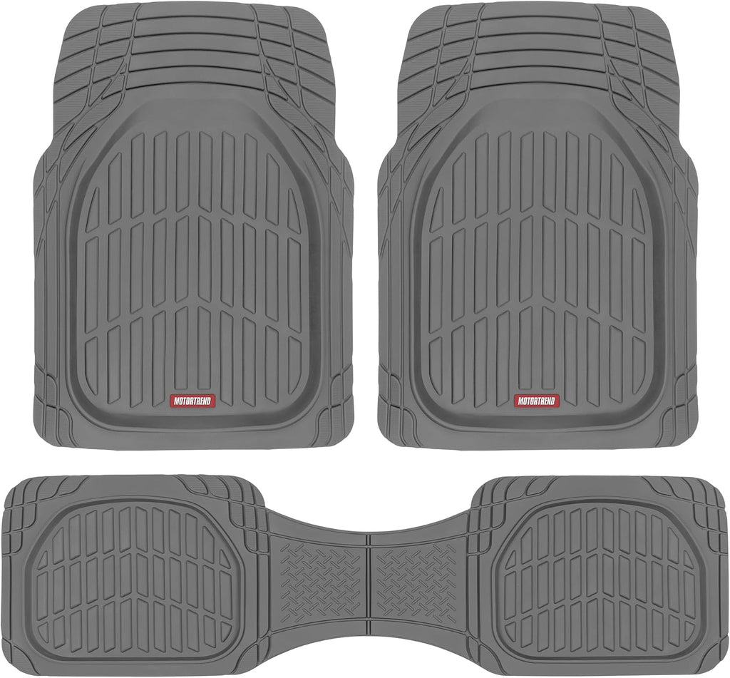 Motor Trend FlexTough Floor Mats for Cars, Burgundy Deep Dish All-Weather Car Mats, Waterproof Trim-To Fit Automotive Cars Trucks SUV, Universal Liner Accessories