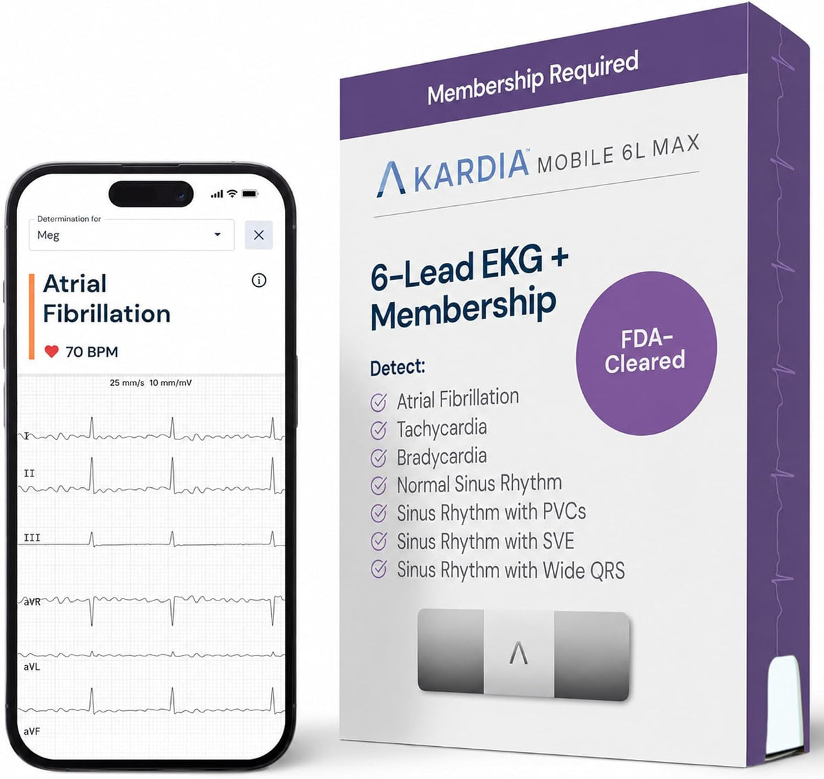 KardiaMobile 6L Max 6-Lead EKG + One-Year Membership, Unlimited Recordings