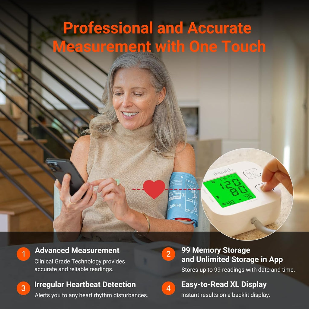 iHealth Track Smart Upper Arm Blood Pressure Monitor with Wide-Range Cuff