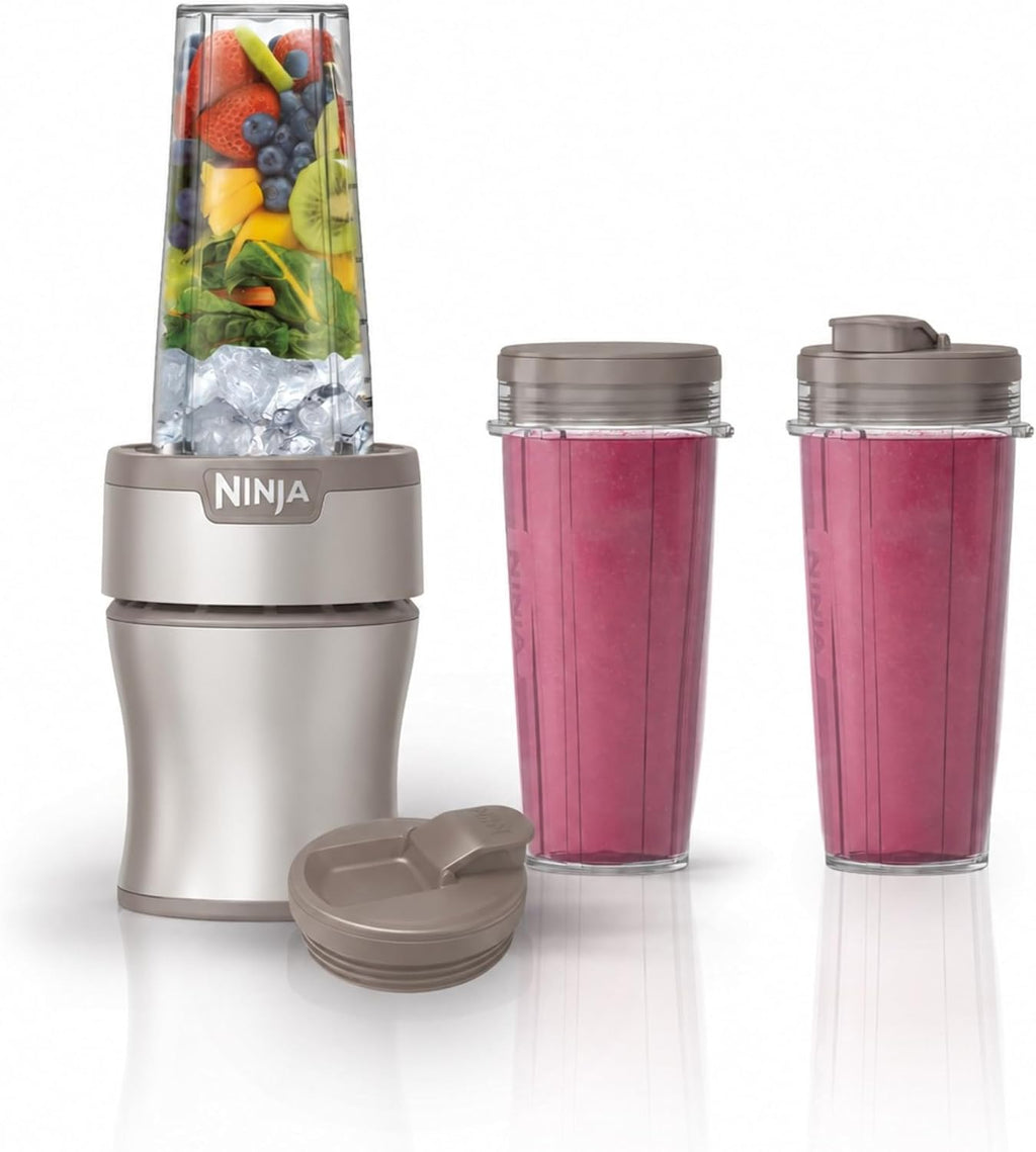 Ninja Nutri-Plus Personal Blender, 900PW, (3) 20oz Cups, Silver, BN301