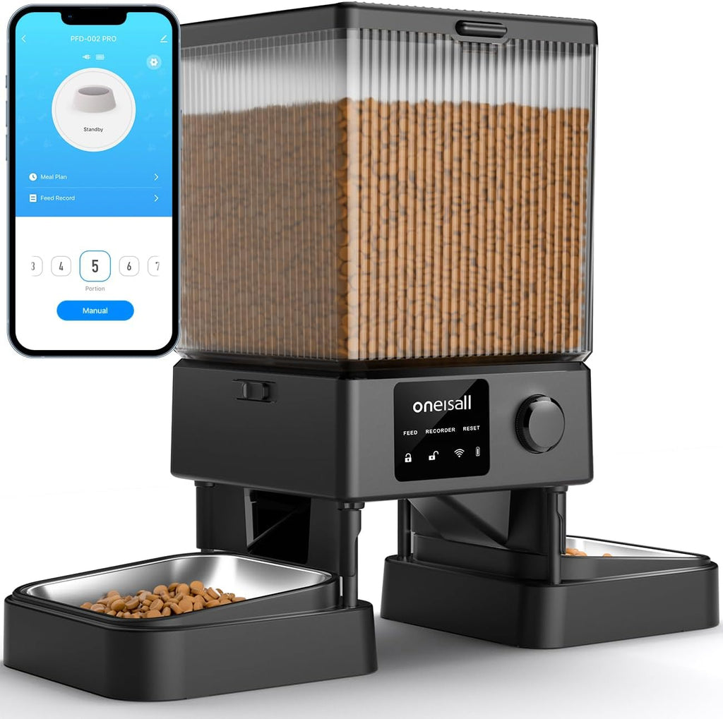 oneisall Automatic Cat Feeder for 2 Cats Pets, Timed Cat Food Dispenser