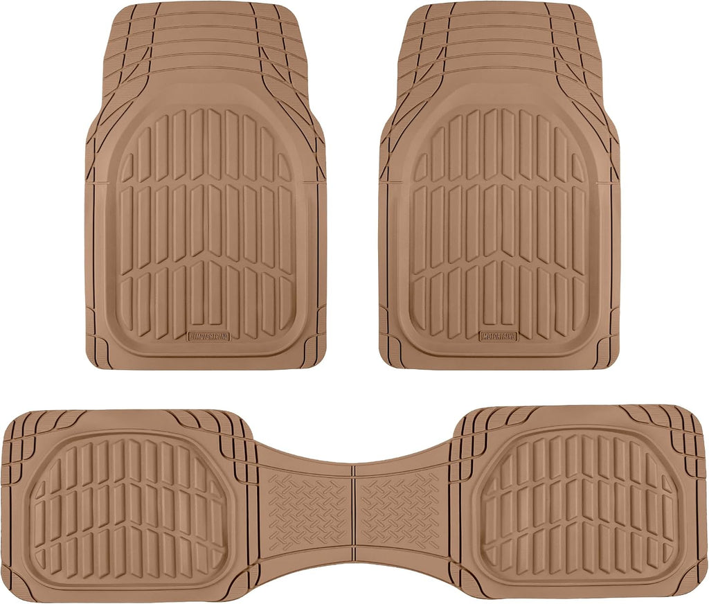Motor Trend FlexTough Floor Mats for Cars, Burgundy Deep Dish All-Weather Car Mats, Waterproof Trim-To Fit Automotive Cars Trucks SUV, Universal Liner Accessories