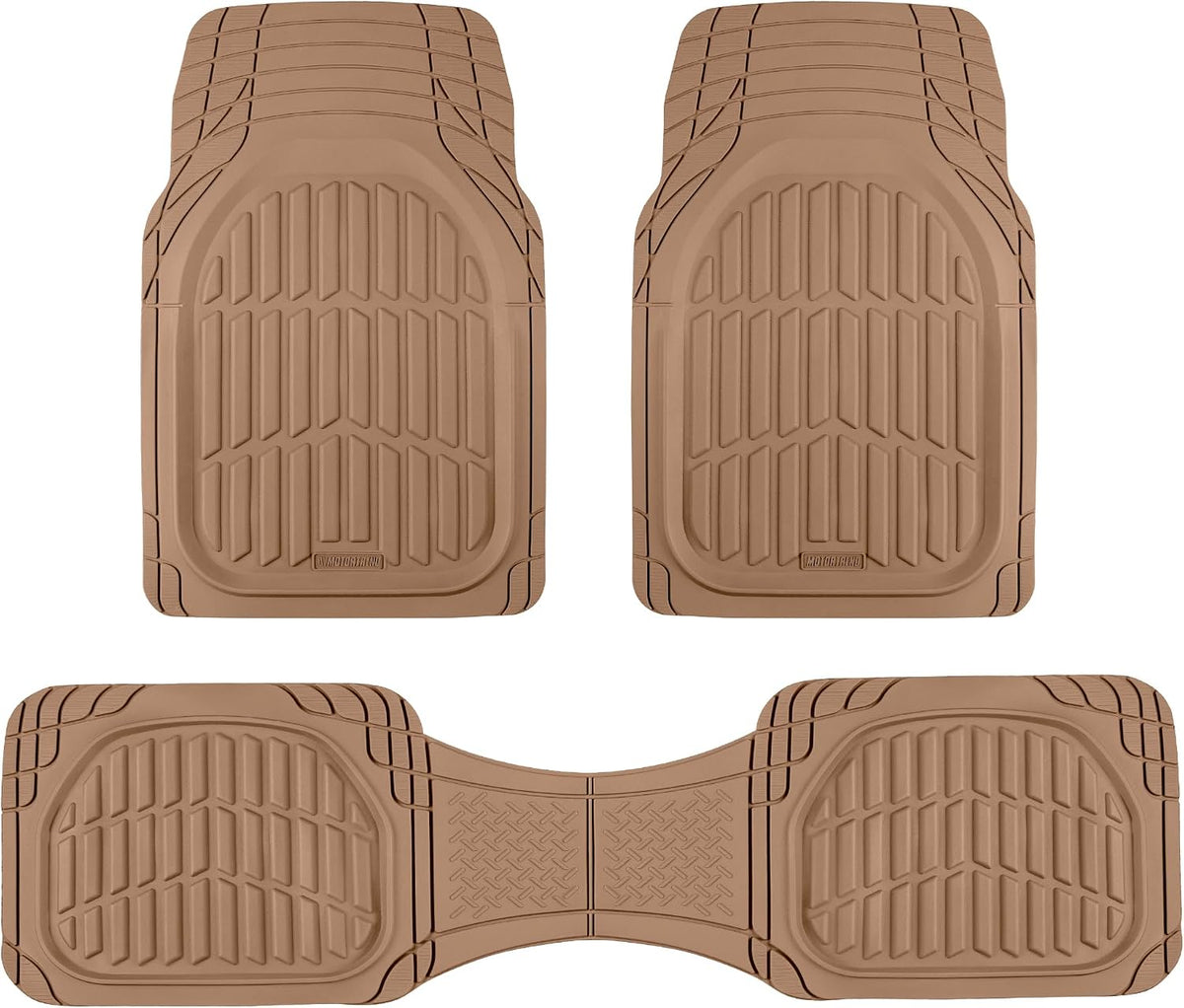 Motor Trend FlexTough Floor Mats for Cars, Burgundy Deep Dish All-Weather Car Mats, Waterproof Trim-To Fit Automotive Cars Trucks SUV, Universal Liner Accessories