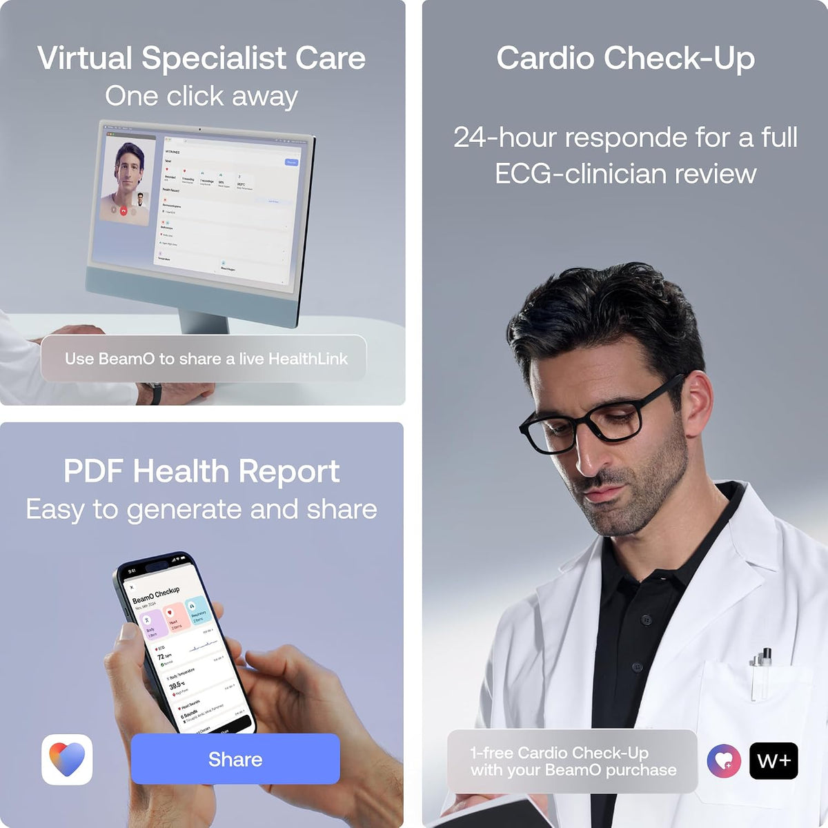 WITHINGS BeamO - Contactless Smart Thermometer, ECG Monitor, Stethoscope