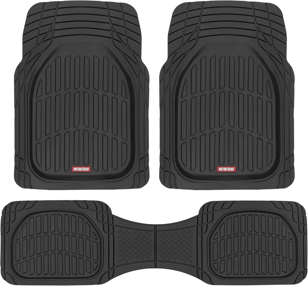 Motor Trend FlexTough Floor Mats for Cars, Burgundy Deep Dish All-Weather Car Mats, Waterproof Trim-To Fit Automotive Cars Trucks SUV, Universal Liner Accessories