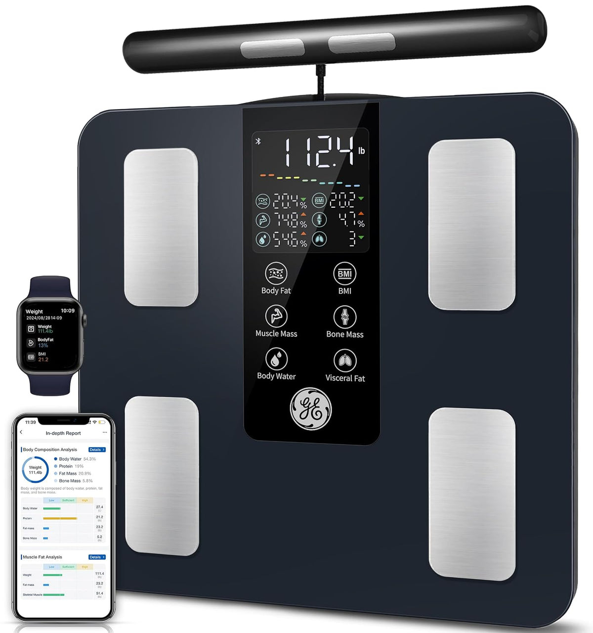 GE Smart Scale for Body Weight: Full Body Composition Analyzer, 50+ Metrics