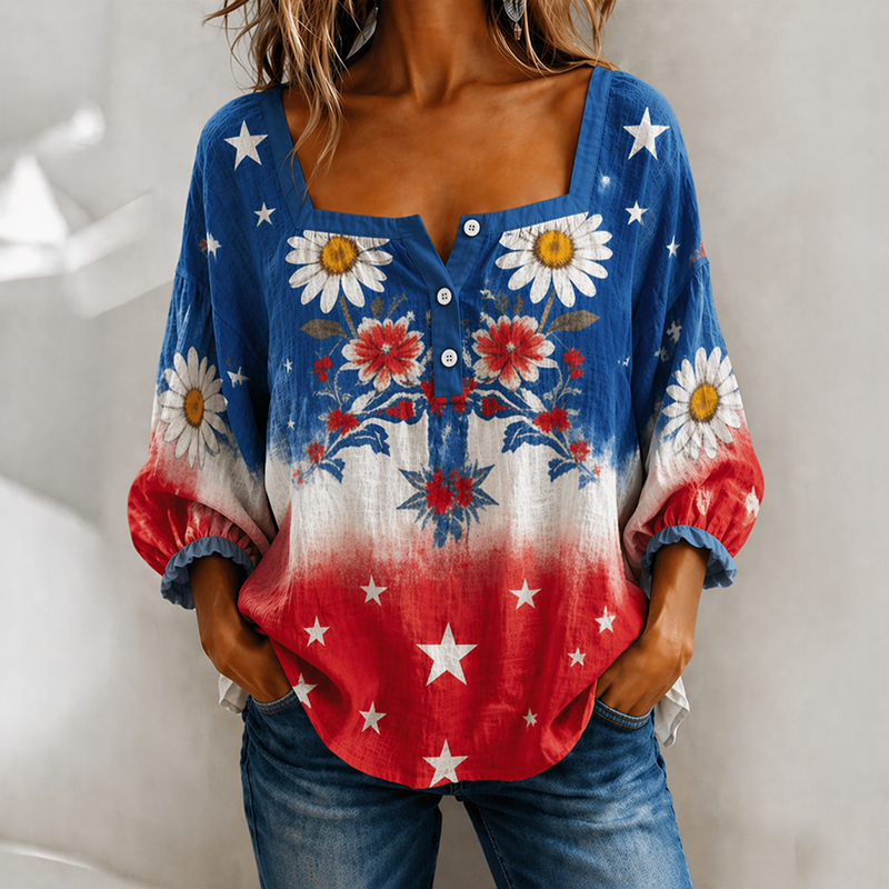 Women's US 250th Anniversary Casual Cotton-Linen Top