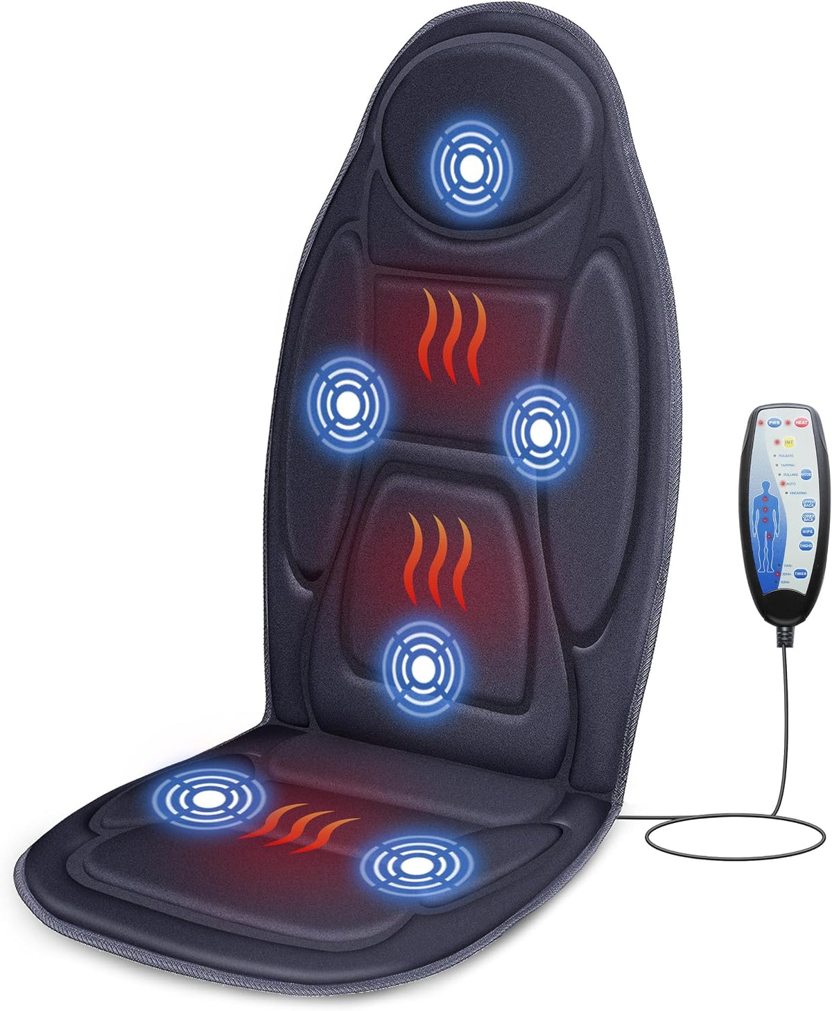 Snailax Back Massager with Heat, Vibration Massage Chair Pad, Seat Cushion