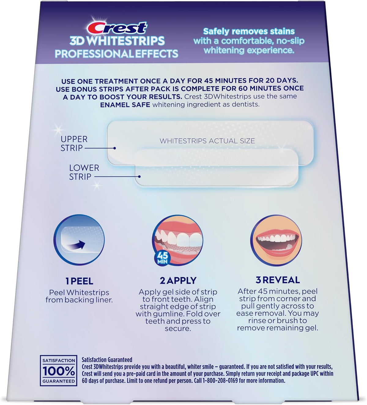 Crest Teeth Whitening Strips, Crest 3D Whitestrips Professional Effects, Enamel Safe Teeth Whitening Kit, 22 Treatments (44 Strips), Professional-Level Whitening, 19 Levels Whiter