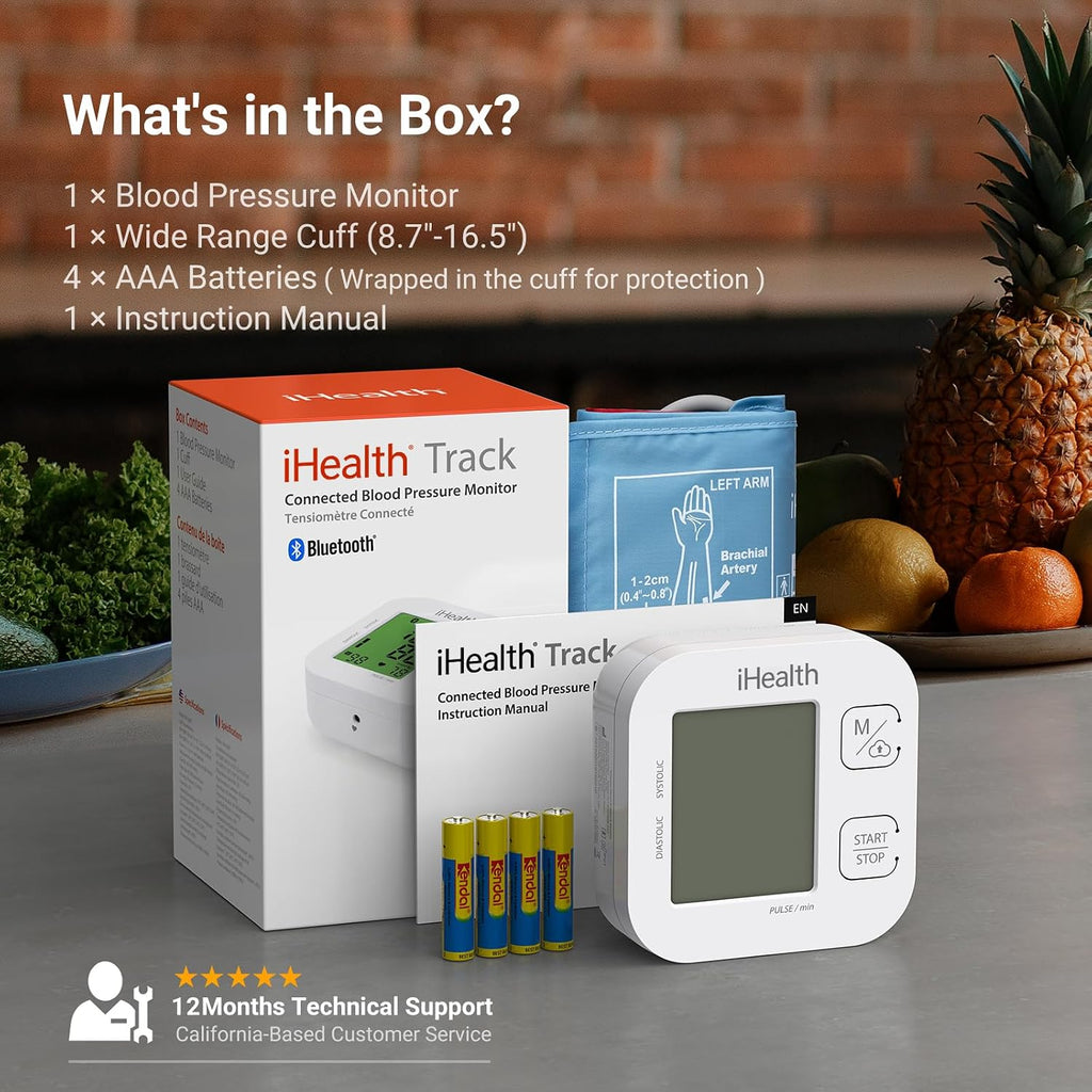 iHealth Track Smart Upper Arm Blood Pressure Monitor with Wide-Range Cuff
