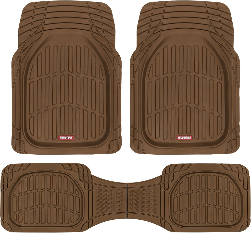 Motor Trend FlexTough Floor Mats for Cars, Burgundy Deep Dish All-Weather Car Mats, Waterproof Trim-To Fit Automotive Cars Trucks SUV, Universal Liner Accessories