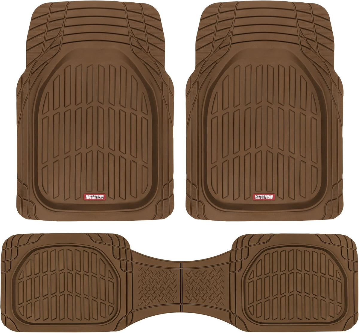 Motor Trend FlexTough Floor Mats for Cars, Burgundy Deep Dish All-Weather Car Mats, Waterproof Trim-To Fit Automotive Cars Trucks SUV, Universal Liner Accessories