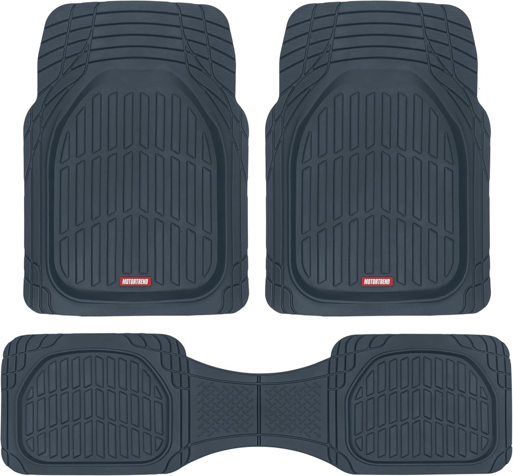 Motor Trend FlexTough Floor Mats for Cars, Burgundy Deep Dish All-Weather Car Mats, Waterproof Trim-To Fit Automotive Cars Trucks SUV, Universal Liner Accessories