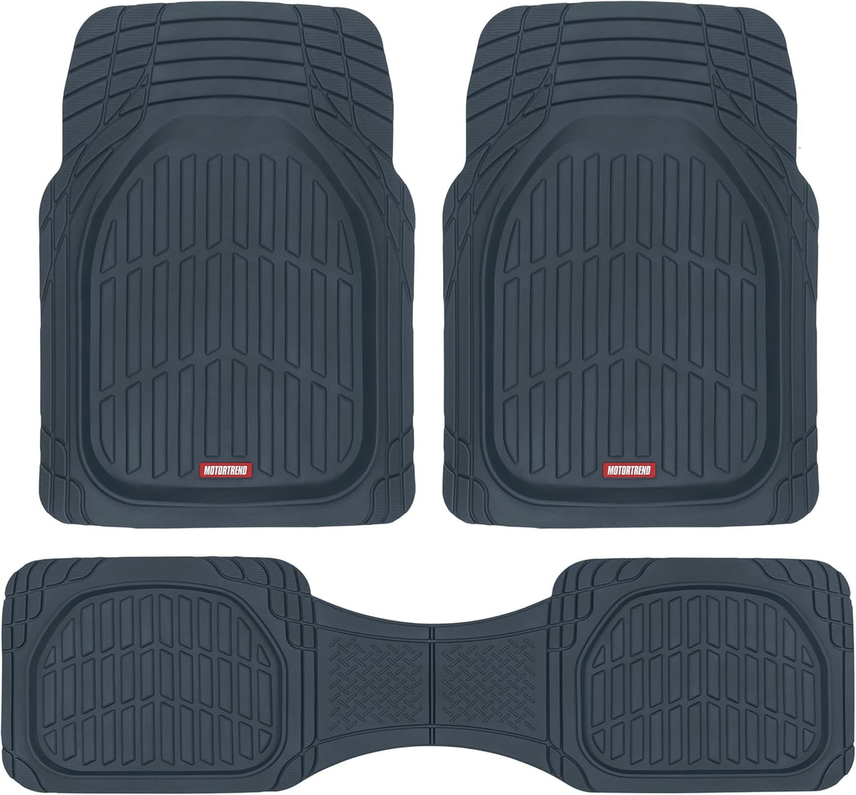Motor Trend FlexTough Floor Mats for Cars, Burgundy Deep Dish All-Weather Car Mats, Waterproof Trim-To Fit Automotive Cars Trucks SUV, Universal Liner Accessories
