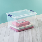 Sterilite 66 Quart Large Latching Storage Bin, Clear Plastic Storage Container with Latch Lid