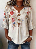 Women'S Casual 250th Anniversary Floral Print Top