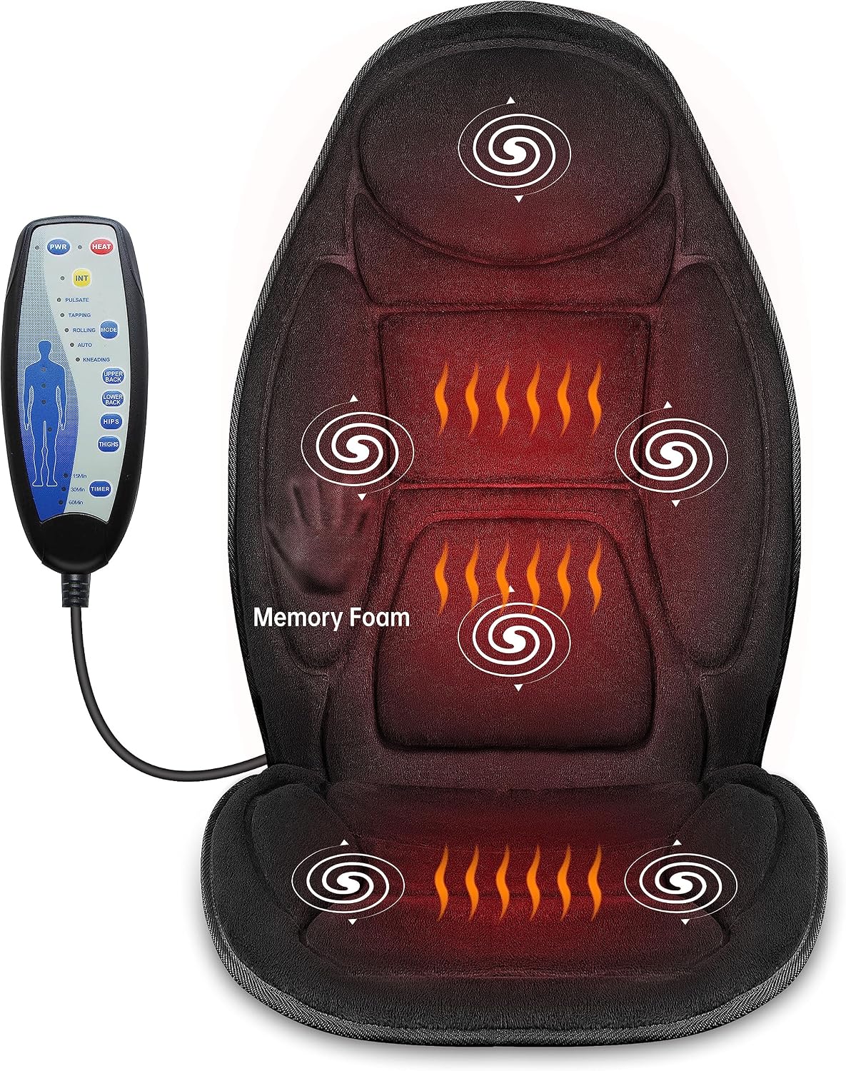 Snailax Back Massager with Heat, Vibration Massage Chair Pad, Seat Cushion