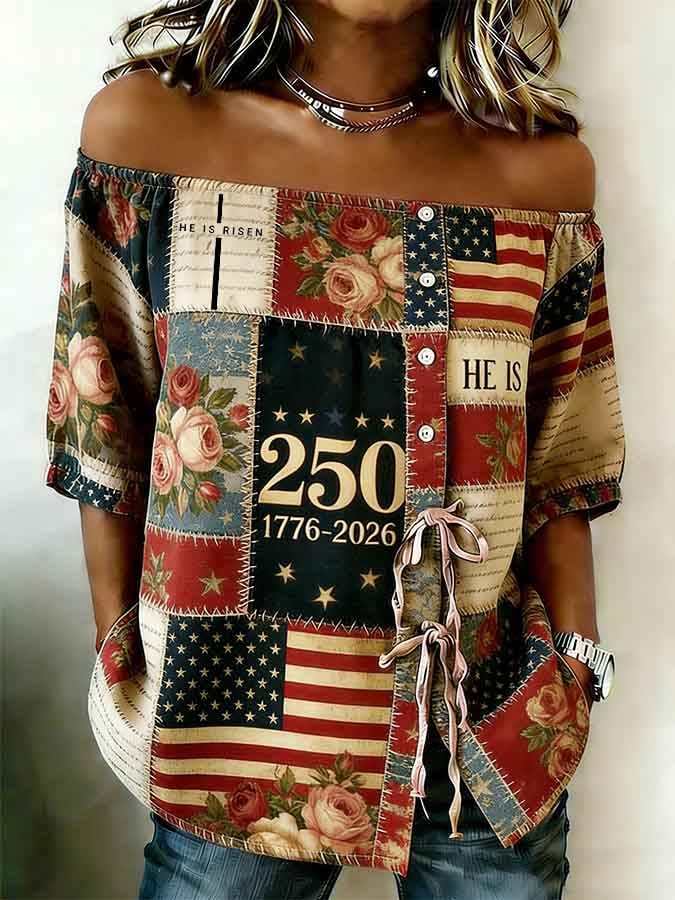 Women's 250th Anniversary Faith Floral Print Top