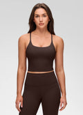 CloudFlex Twist-Back Built-In Bra Tank - Hot Fudge Brown