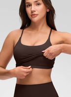 CloudFlex Twist-Back Built-In Bra Tank - Hot Fudge Brown