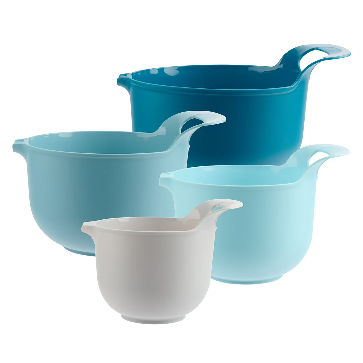Mainstays 4-Piece Nesting Plastic Mixing Bowl Set with Pour Spouts and Handles