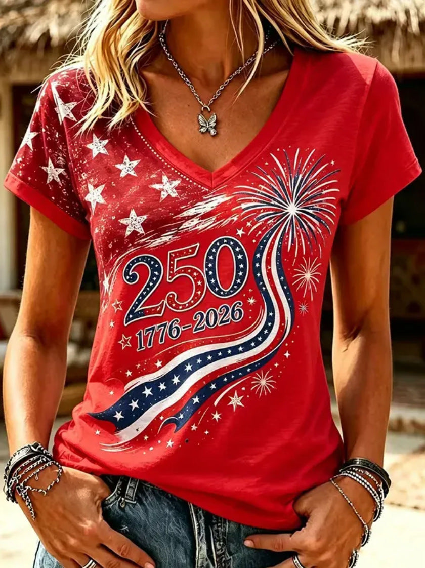 Women’s 250th USA Independence Anniversary Patriotic T-Shirt