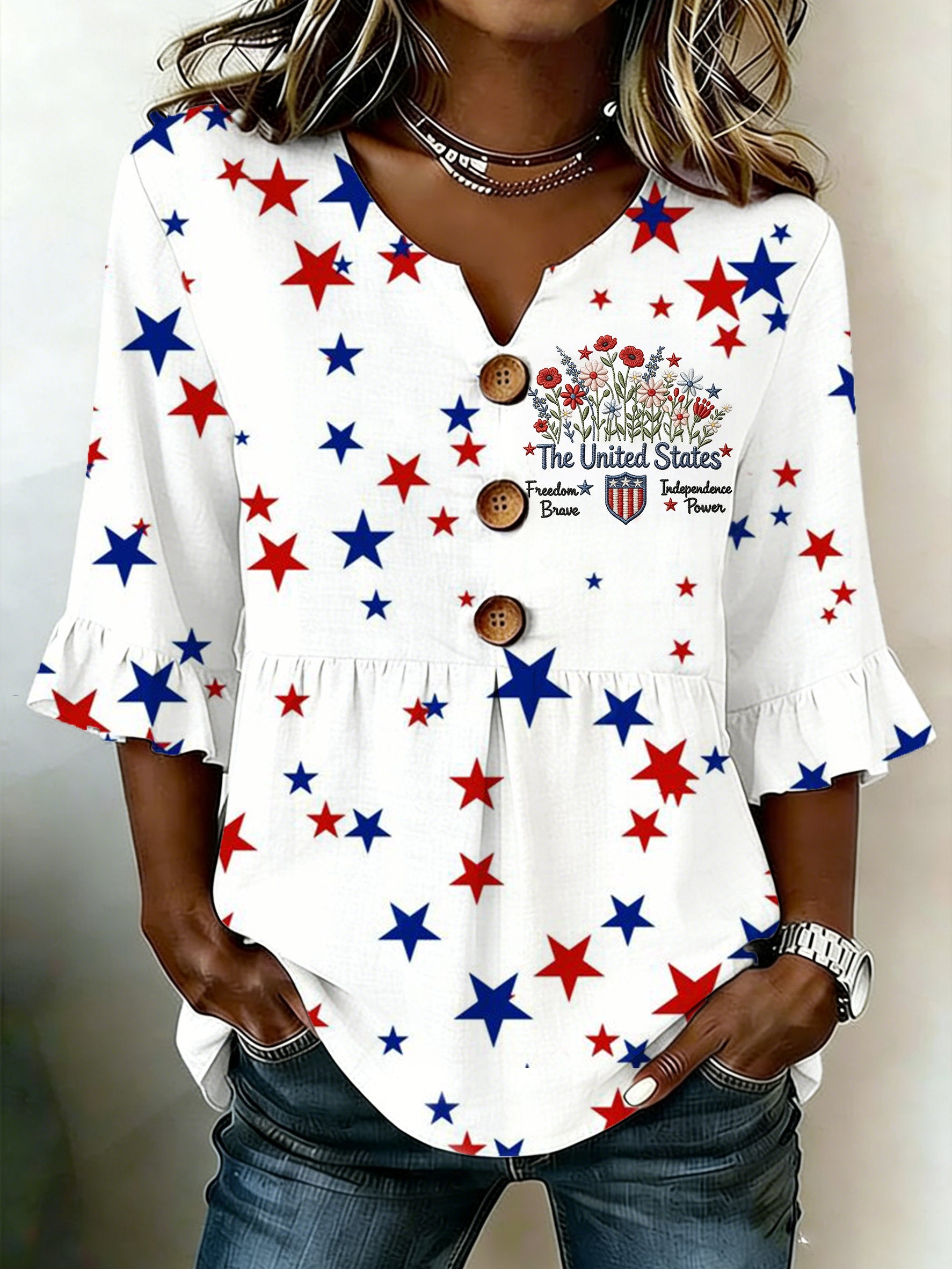 🗽Women's Casual American 250th Anniversary Print Top
